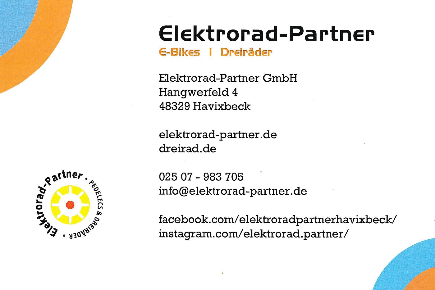 Bild von Visitenkarte von Elektrorad-Partner