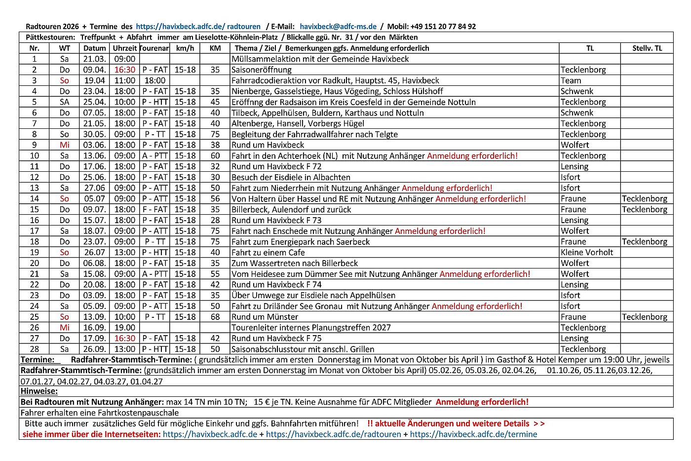Bild von Innenseite vom Flyer Havixbeck 2026